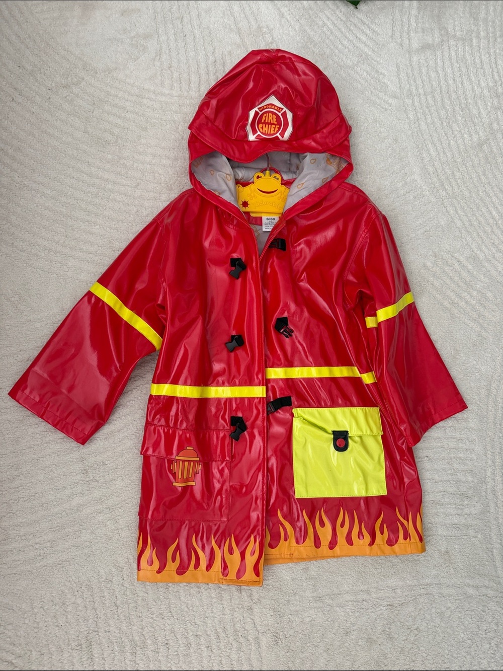 Kidorable Red & Yellow Firefighter Kids Raincoat with Hood
